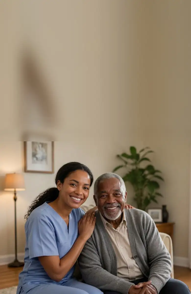 Helping Massachusetts families connect with in-home care | CareLink Smiling older man with his home health aide during an in-home care visit in Massachusetts